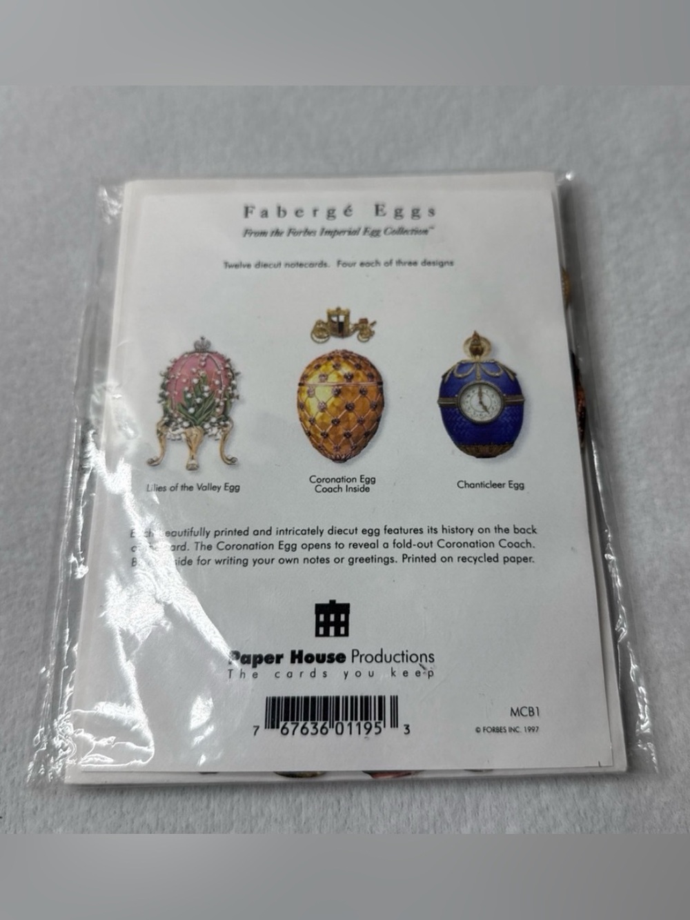 Fabergé Eggs Notecards - Paper House Productions - Pink, Gold, Blue